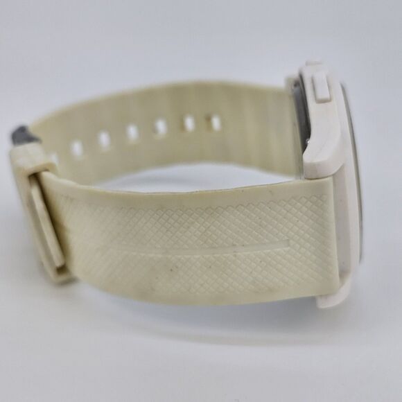 44MM Men's Digital Watch White Case Cream Plastic Bands New Battery - Picture 11 of 14